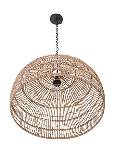 Open Weave Cane Rib Dome Hanging Ceiling Lamp, One Size, Wheat