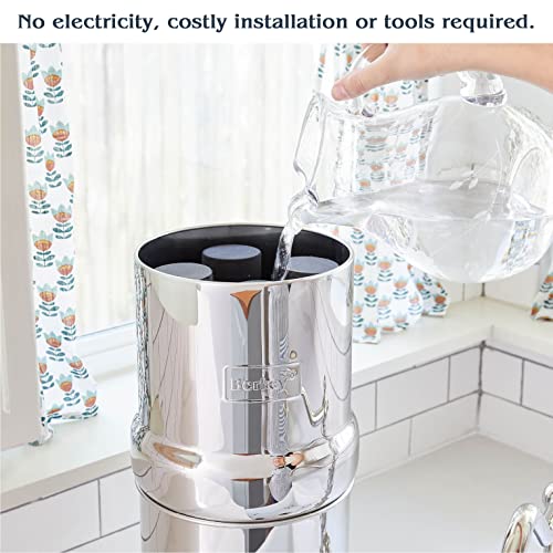 Royal Berkey Gravity-Fed Stainless Steel Countertop Water Filter System 3.25 Gallon with 2 Authentic Black Berkey Elements BB9-2 Filters