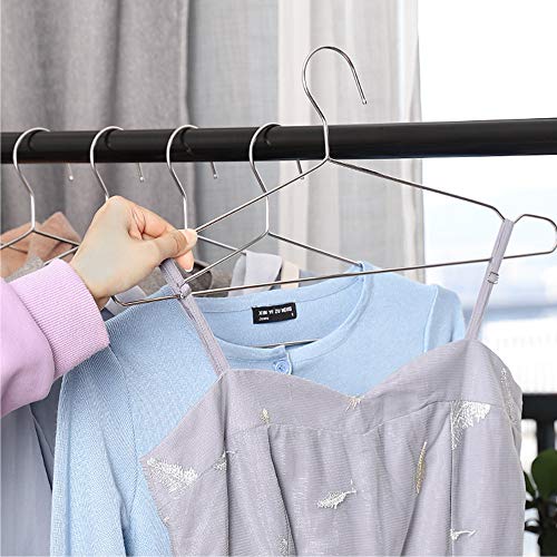 Seropy Coat Hangers Clothes 40 Pack Wire Hangers Heavy Duty Stainless Steel Hangers with Non Slip Grooves, Ultra Thin Metal Hangers Space Saving Clothing Hanger 16.5 Inch