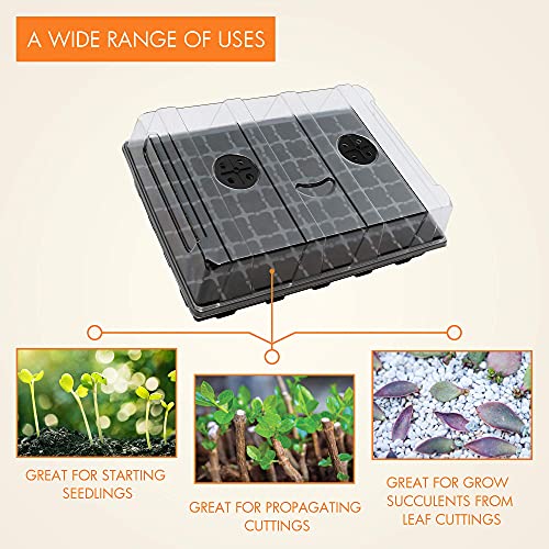 Gardzen 5-Set Garden Propagator Sets, Smiling Face Seed Tray Kits with 350-Cell, Comes with Dome and Base 18" x 14" (70-Cell Per Tray)