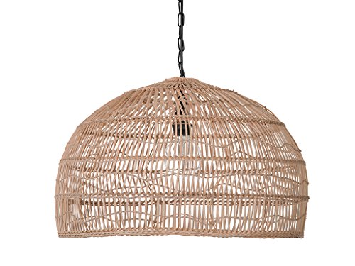 Open Weave Cane Rib Dome Hanging Ceiling Lamp, One Size, Wheat