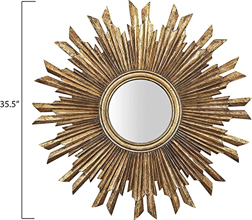 Creative Co-Op Round Sunburst Wall Mirror with Gold Finish