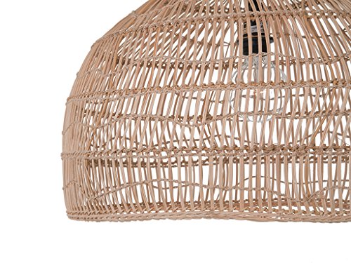 Open Weave Cane Rib Dome Hanging Ceiling Lamp, One Size, Wheat