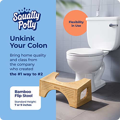 Squatty Potty The Original Toilet Stool - Bamboo Flip, 7" & 9" Height, Brown