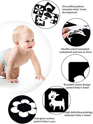 48 Pictures High Contrast Newborn Cards Black And White Contrast Flash Cards Cardsfor infants Baby Picture Cards For Newborn Babies Toys ,5.5 x 5.5 Inch