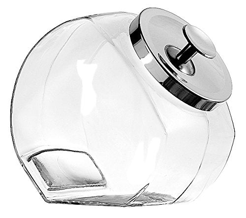 Anchor Hocking 1 Gallon Glass Penny Jar with Lid (4 piece, silver metal, dishwasher safe)