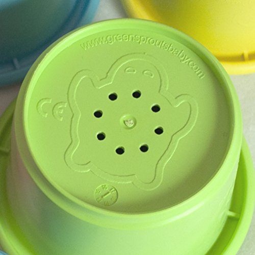 green sprouts Sprout Ware Stacking Cups made from Plants (6 cups) | Encourages whole learning the healthy & natural way | Fun for bath, pool, water, & sand play, Holes for sifting & sprinkling