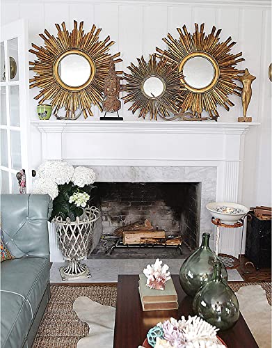 Creative Co-Op Round Sunburst Wall Mirror with Gold Finish