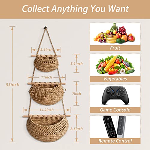 Hanging Baskets, Hanging Fruit Baskets For Kitchen, Boho Wall