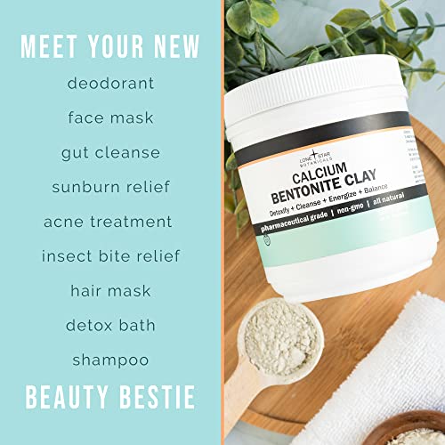 Calcium Bentonite Clay Healing Powder - Pure Pharmaceutical, Better Than Food Grade - Face, Body & Hair Detox Mask, for Internal Use, Natural Mud Masks, Deep Pore Cleansing for Health & Beauty