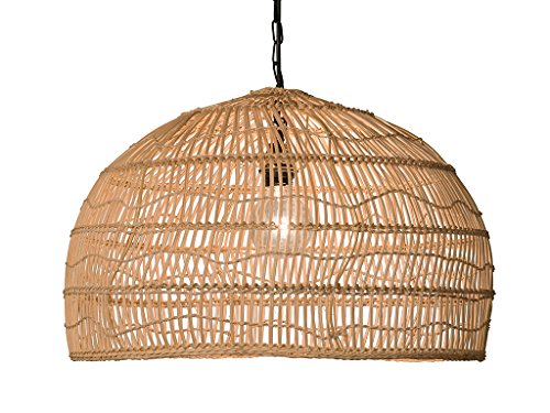 Open Weave Cane Rib Dome Hanging Ceiling Lamp, One Size, Wheat