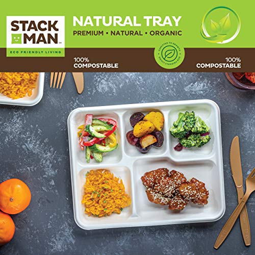 Stack Man 100% Compostable Paper Plates [9 inch - 125-Pack] 3