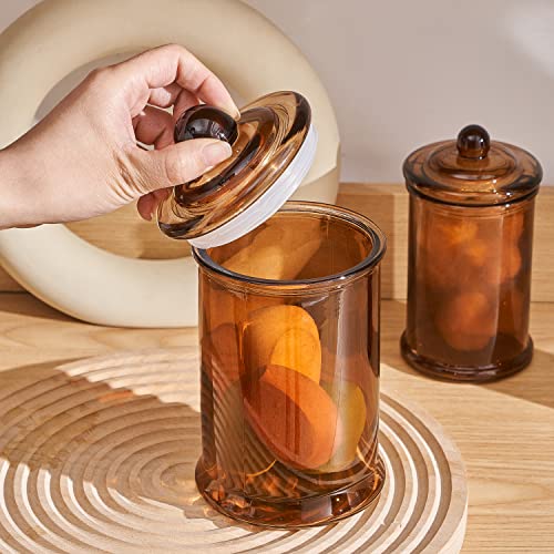 APOTHECARY DR. H *NEW* COTTON BALL JAR GLASS BROWN HIGH outlet QUALITY BATHROOM VANITY