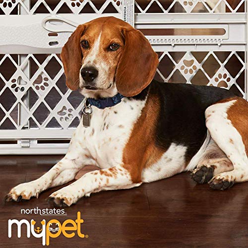 MYPET North States 38.1" Wide Essential Walk Thru Gate: Ideal for securing hallways or doorways. Extra Wide Doorway. Pressure Mount. Fits 29.8"-38.1" Wide (30" Tall, White)