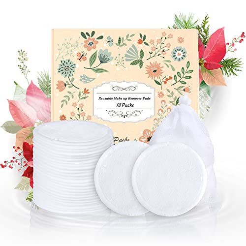Reusable Makeup Remover Organic Bamboo Cotton Pads 18 Pack Washable