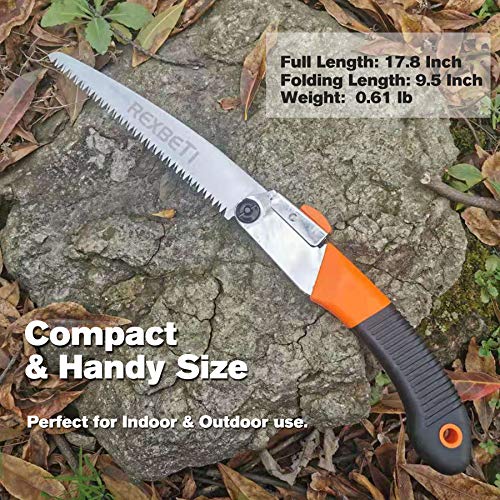 REXBETI Folding Saw, Compact Design 8 Inch Blade Hand Saw for Wood Camping, Dry Wood Pruning Saw with Hard Teeth, Quality SK-5 Steel