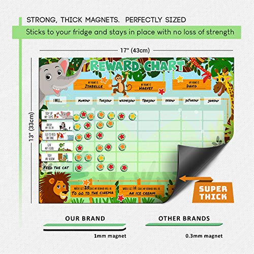 Luigi's Large Safari Animal Magnetic Star/Reward Chart for Kids: Encourages Good Behaviour and Customisable with Choice of Magnets and Dry Erase Feature