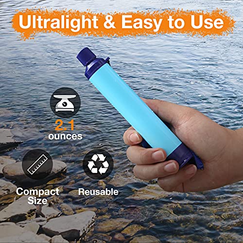 SimPure Water Filter Straw, Ultralight Personal Life Water Filter Survival, 0.1 Micron 4 Pack Water Purifier Straws, Outdoor Survival Gear for Camping Hiking Climbing and Emergency