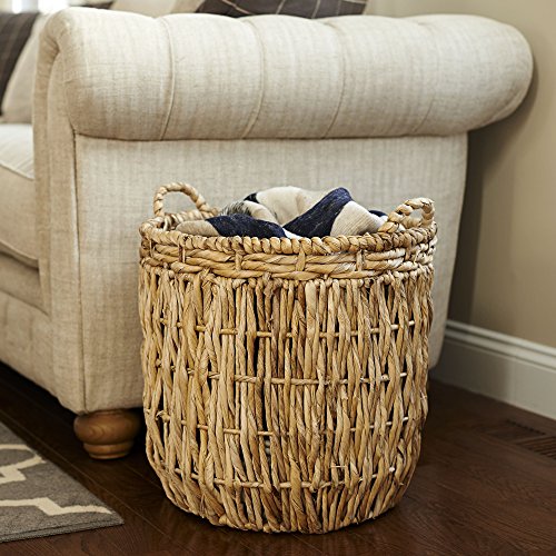 Household Essentials Brown Tall Round Wicker Storage Basket