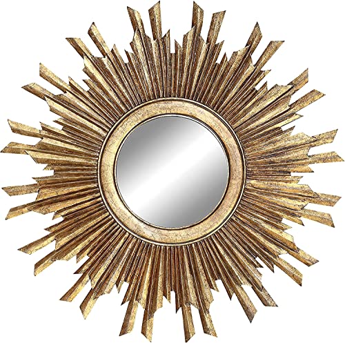 Creative Co-Op Round Sunburst Wall Mirror with Gold Finish