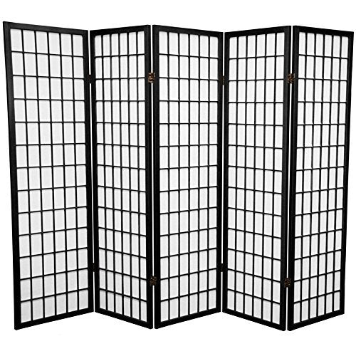 SQUARE FURNITURE Panel Shoji Screen Room Divider 3-10 Panel (5 Panel, Black, White, Cherry, Natural)