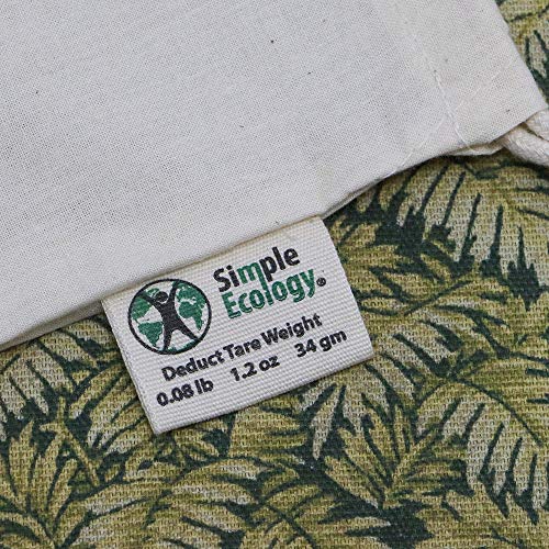 Simple Ecology Muslin Reusable Produce Shopping and Storage Bags, Organic Cotton, Drawstring, Washable, Tare Weight Tag; Set of 6 with 2 ea. L, M, S