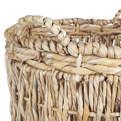 HOUSEHOLD ESSENTIALS Round Woven Wicker Basket with Handles ML