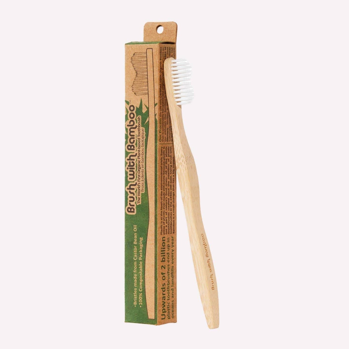 Organic Bamboo Toothbrush, 100% Compostable, including bristles, Zero Waste