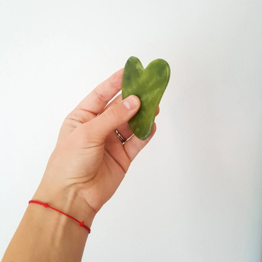 Gua Sha | Real Green and White Jade | Rose Quartz | Natural Stone Gua Sha plus Handmade Red String Good Luck / Protection bracelet